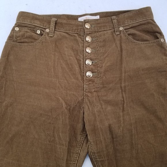 Tory Burch Womens Jeans  Brown Corduroy Button Fly Straight Fit  Pants 30 x 28 - Picture 4 of 12